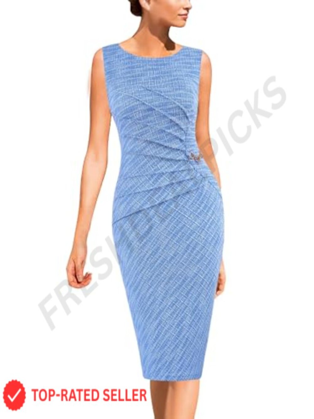 Womens Ruched Slim Sheath Bodycon Business Casual Work Office Dress